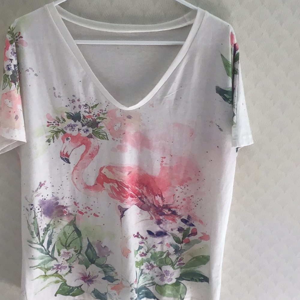 Flamingo Floridian Cotton Blend Tea Top